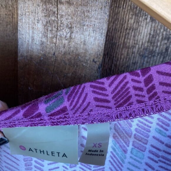 Athleta Purple Geometric Nectar V-neck Faux Wrap Side Detail Pull over Dress - Picture 3 of 9